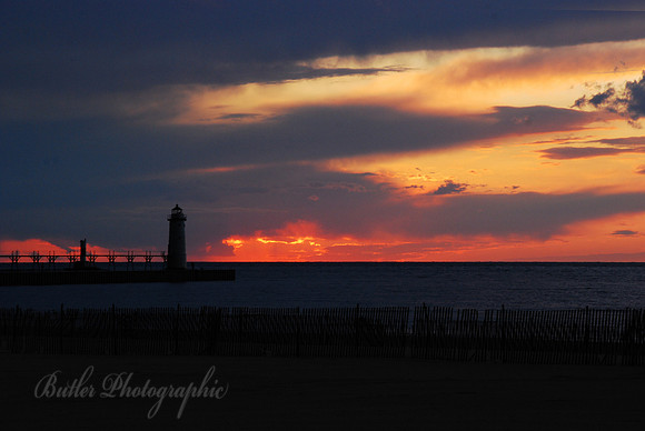 Sunset of Fire - Manistee Lighthouse