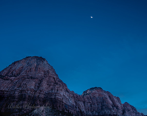 Moon and Mountains - Zion National Park